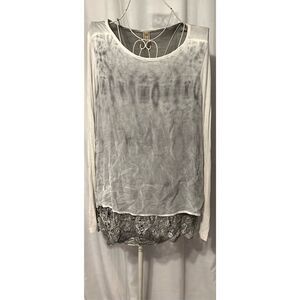 GREAT CONDITION‎ XCVI GREY long sleeve tunic boho top LONG blouse XL
